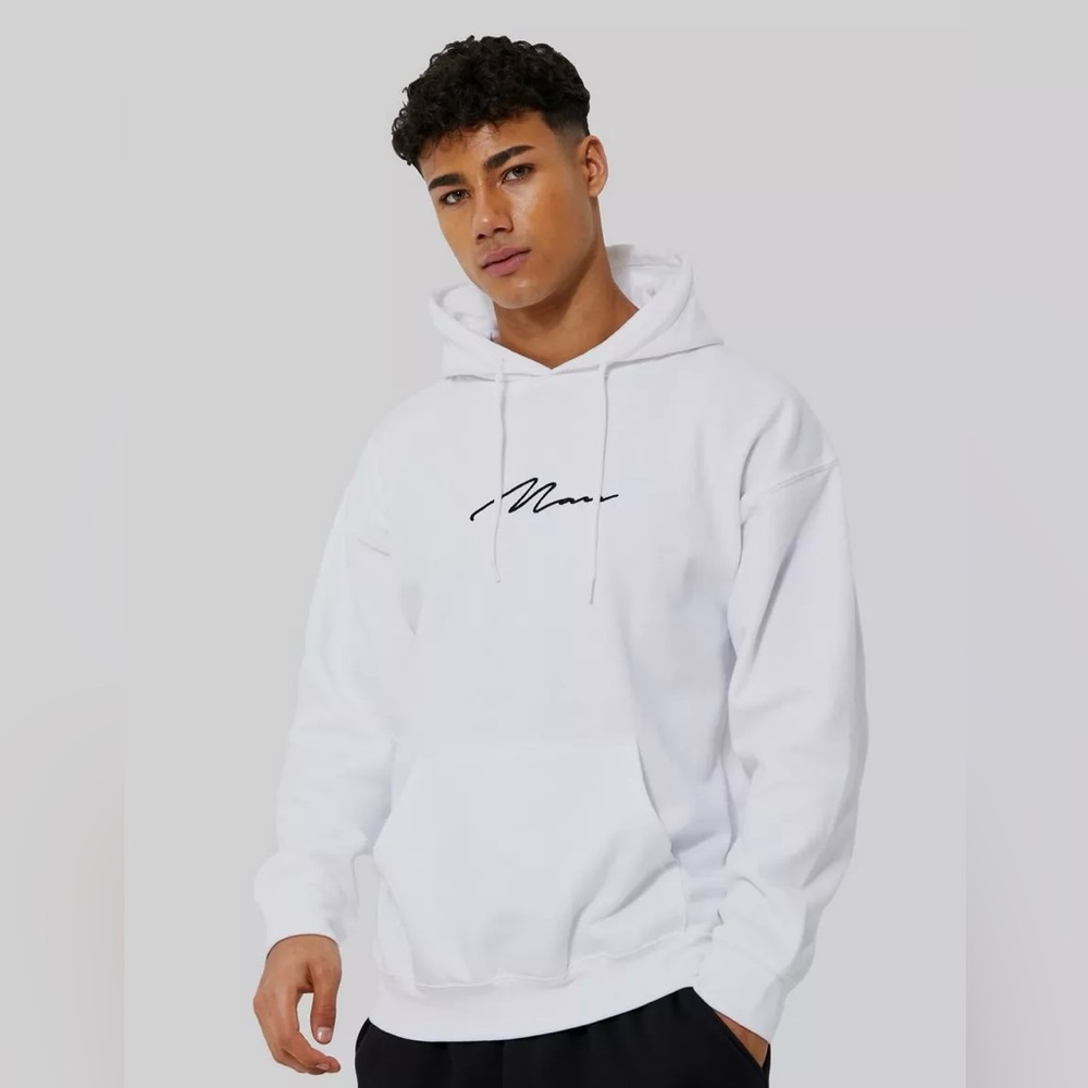 BooHoo MAN - Signature Hoodie - White - L